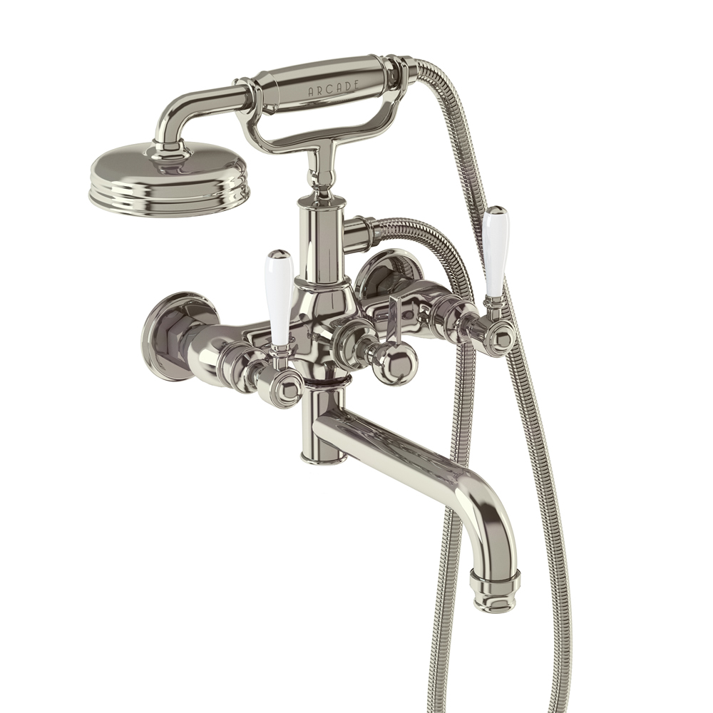 Arcade Bath shower mixer wall-mounted - nickel with ceramic lever